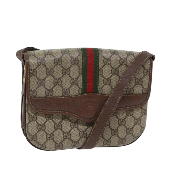 GUCCI GG Supreme Web Sherry Line Shoulder Bag PVC Beige Red 001 113 Auth ep3944 - Picture 1 of 16